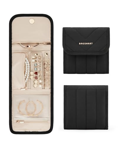 BAGSMART Travel Jewelry Organizer Case - Portable & Foldable, Black