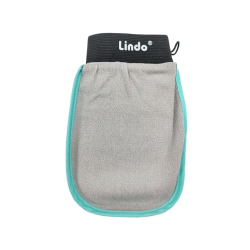 Lindo Dermaglove Exfoliating Mitt with Hang Ribbon - Gray/Mint