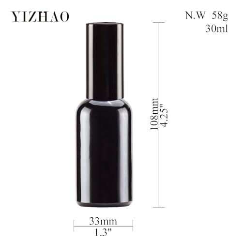 YIZHAO 30ml Black Glass Spray Bottles 6 Pack with Fine Mist Sprayer for Essential Oils, Perfume, Travel, Cleaning