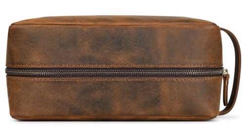 Oil Pull Up Leather Toiletry Case - Premium Dopp Kit Organizer