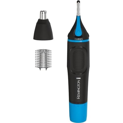 Remington Nose, Ear & Eyebrow Trimmer ? Dual Edge Precision Blades, CLEANBoost Easy-Clean System, Waterproof Wet/Dry Groomer, Rotary + Detail Heads, Eyebrow Comb Included
