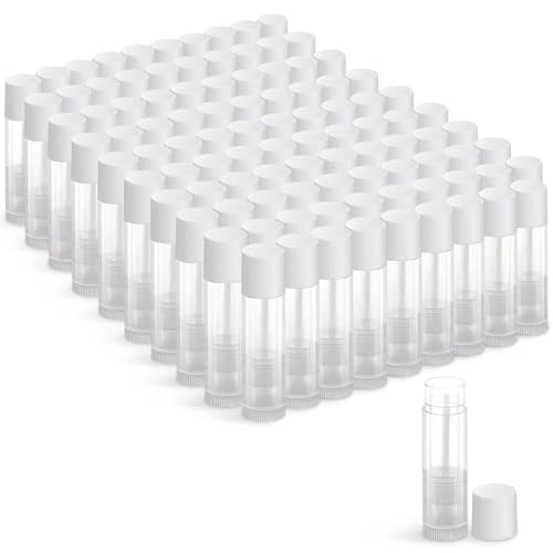JIUZHU 100 Empty Lip Balm Tubes with Caps 3/16 oz (5.5 ml) Clear BPA-Free DIY Lipstick Containers