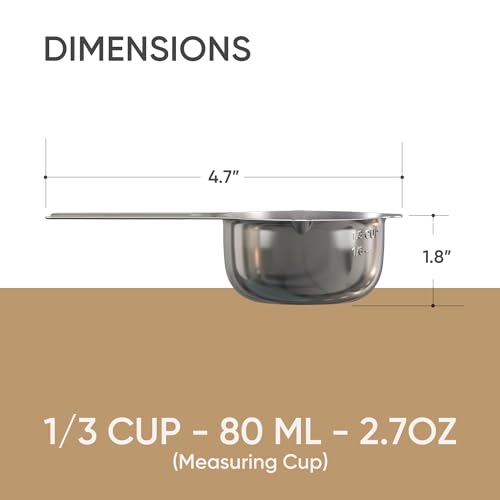 Color Up ⅓ Cup Stainless Steel Measuring Cup - Accurate & Durable