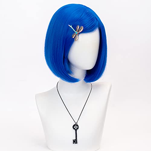 Blue Bob Cosplay Wig for Women - Short Straight A-Light Blue with Accessories