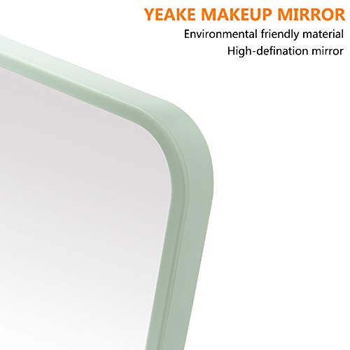 YEAKE Table Desk Vanity Makeup Mirror,8-Inch Portable Folding Mirror with Metal Stand 90¡ÆAdjustable Rotation Tavel Make Up Mirror Hanging Bathroom for Shower Shaving(Green)