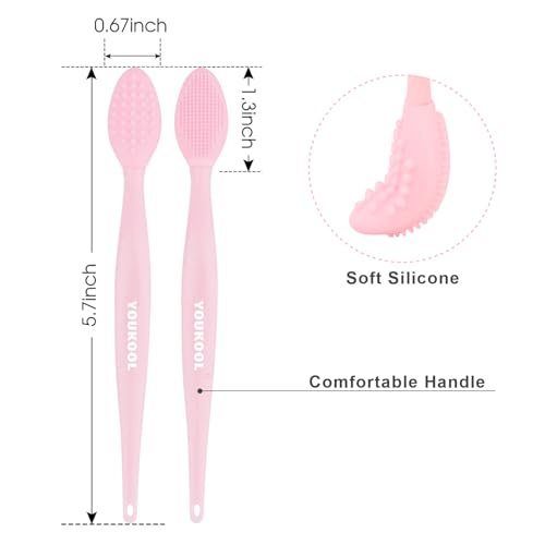 Dual-Sided Silicone Lip Scrub Brush Tool - 2pcs Pink