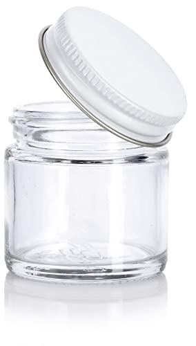 6-Pack 1 oz Clear Glass Jars with Airtight White Metal Lids