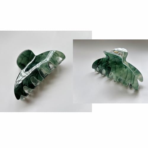 Large Hair Claw Clips - 4-Piece Non-Slip Green Jaw Clips for Thick Hair
