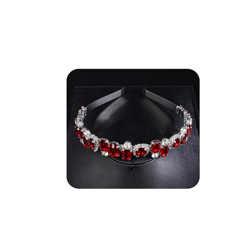 JWICOS Red Rhinestone Bridal Headband Tiara for Wedding & Prom Women Hair Accessory