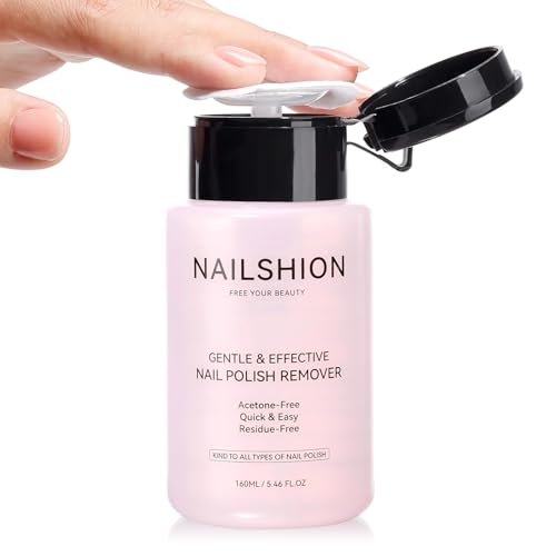 Nailshion Non-Acetone Quick Nail Polish Remover with Cherry Blossom Scent, Refillable Pump 5.46oz