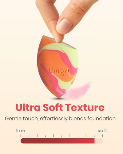 Unfovi Marble Multicolor 6PCS Tri Color Makeup Sponges - Latex-Free, Soft Foundation Blenders for Face & Contouring
