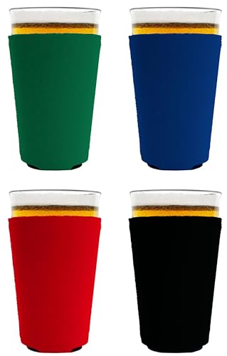 Neoprene Pint Glass Coolies - 4 Pack, Collapsible & Insulated