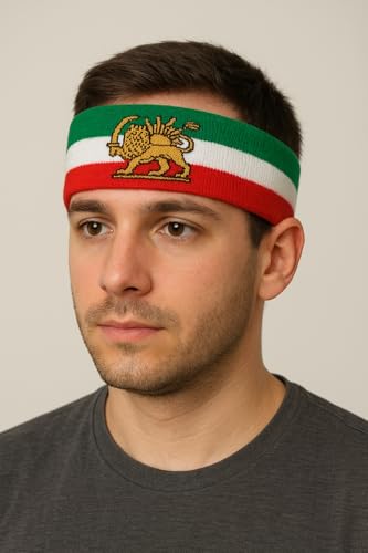 Iran National Flag Headband with Lion and Sun Emblem - Persia