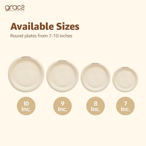 Gracz Compostable Disposable Paper Plates - 9 Inch, 50 Pcs