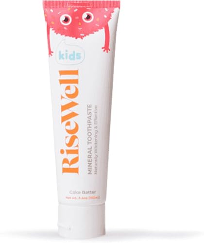 RiseWell Kids Mineral Toothpaste 3.4 Oz Cake Batter Flavor, Fluoride-Free, Made in USA