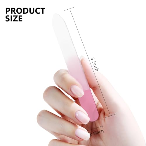 Glass Nail Files - Double-Sided Crystal Manicure Set with Case