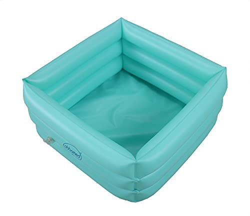 OBBO MED Foldable Travel Foot Bath Basin Tiffany Green – Portable Foot Soak Spa with Inflatable Size 16.5" x 16.5" x 7"