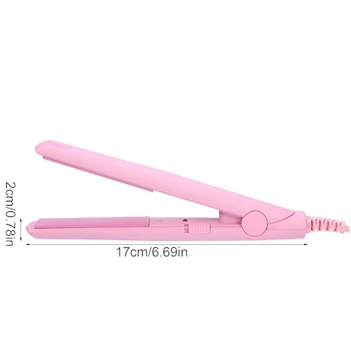 Dioche Pink 2-in-1 Mini Ceramic Tourmaline Hair Straightener & Curling Iron US 100V-240V