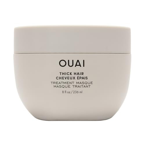 OUAI Thick Hair Mask - Deep Conditioning Hair Mask with Almond Oil, Olive Oil, & Hydrolyzed Keratin to Restore Damaged Strands - Phthalate & Paraben Free (8 fl oz)