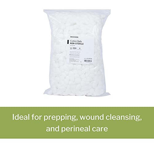 McKesson Cotton Balls [2000 Count] Bulk, 100% Pure Cotton Balls for Face, Nail Polish Remover, Makeup, Medium