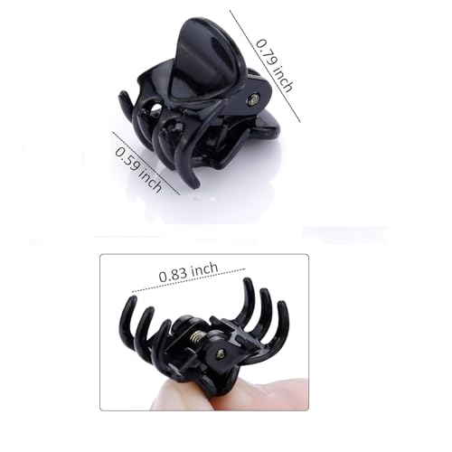 JANYUN 48Pcs Mini Black Hair Claw Clips - Strong Grip Non-Slip Accessories