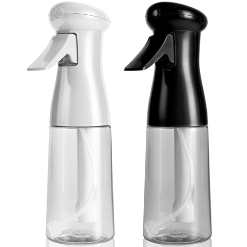 Bealee Black & White Continuous Fine Mist Spray Bottles for Hair & Household 2 Pack 6.8 Oz
