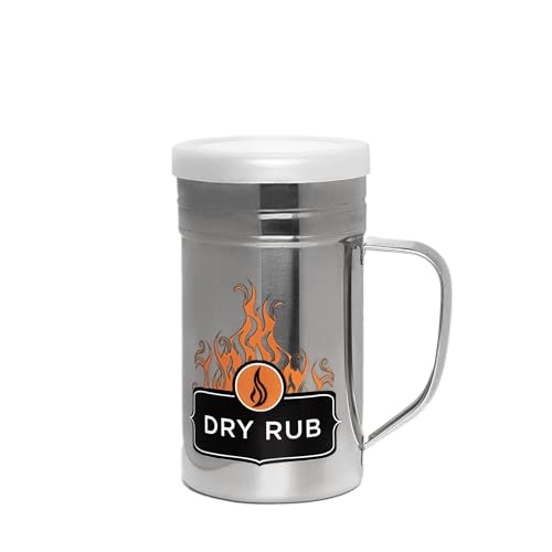 Outset Stainless Steel Dry Rub Shaker with Lid - 13oz Seasoning Dispenser