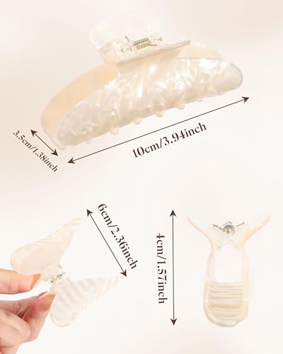 Molans 3PCS Medium Acrylic Hair Claw Clips - Non-Slip Strong Hold