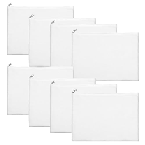 8 Pcs Large Canvas Zipper Pouches - 12x9 Inch Makeup Bags for Travel & DIY