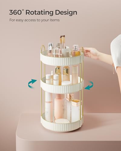 SONGMICS 3-Tier Round Rotating Makeup Organizer - Cloud White