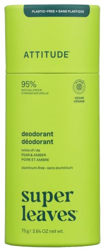 ATTITUDE Plastic-Free Natural Deodorant - Pear & Amber, 2.64 Oz