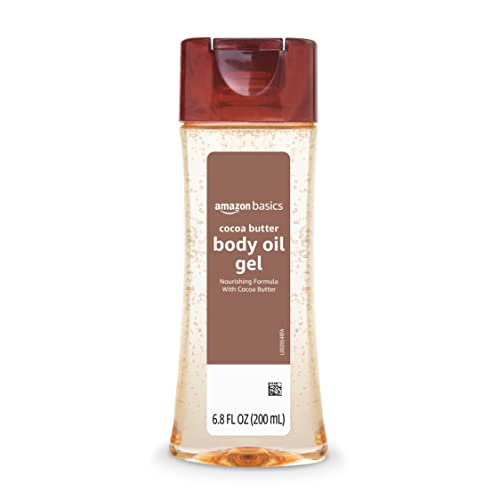 Amazon Basics Cocoa Butter Body Oil Gel 6.8 Fl Oz Pack of 4 for Very Dry Skin