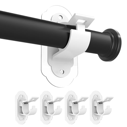 No Drill Adhesive Curtain Rod Brackets - 4 Pack Self-Adhesive Holders