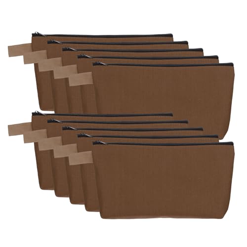 uxcell Canvas Makeup Bags - 10 Pcs Blank DIY Cosmetic Zipper Pouches