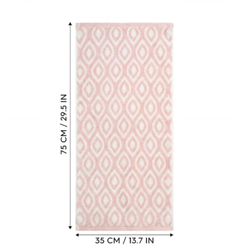 Artoid Mode 2-Piece Beige Pink Jacquard Hand Towels - 100% Cotton, Soft & Absorbent (13.7 x 29.5 Inch)