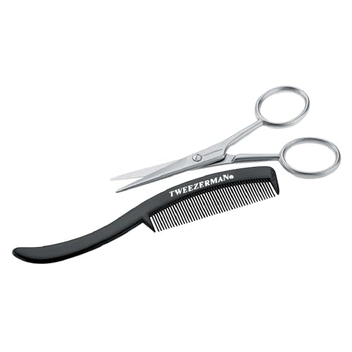 Tweezerman Moustache Scissors and Comb Set - Precision Stainless Steel