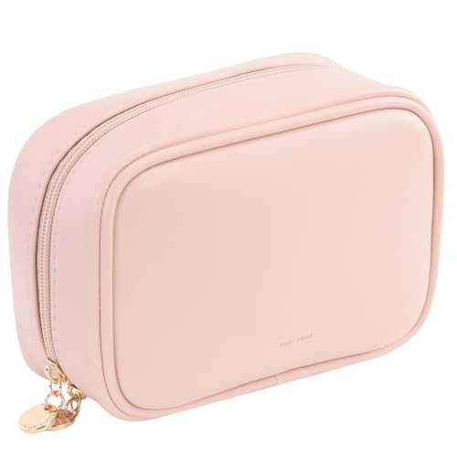 RIGHT AWAY Small Makeup Bag - Waterproof PU Leather Travel Pouch AA-Pink