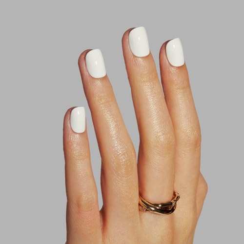 LAMIMOSA White Press on Nails Kit - 32 Extra Short Round Nails