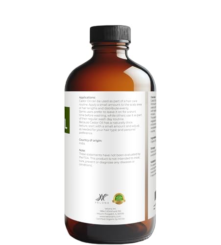 Velona USDA Organic Cold Pressed Castor Oil - 16 fl oz Pump