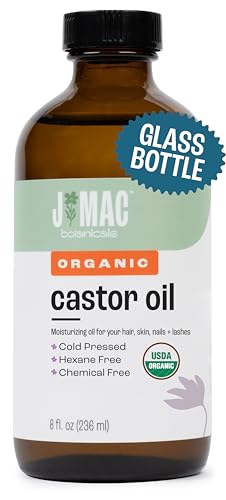 Organic Castor Oil Cold Pressed 8 oz - USDA Certified, Hexane Free