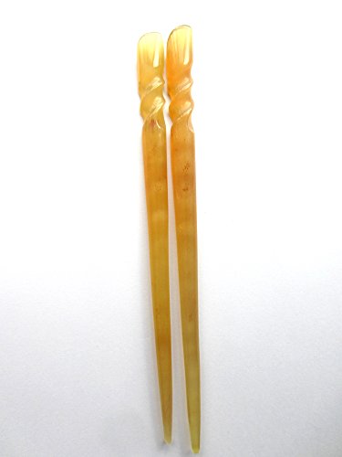 Myhsmooth Handmade Organic Sheep Horn Hair Sticks 7-inch Set, Natural Hair Accessories