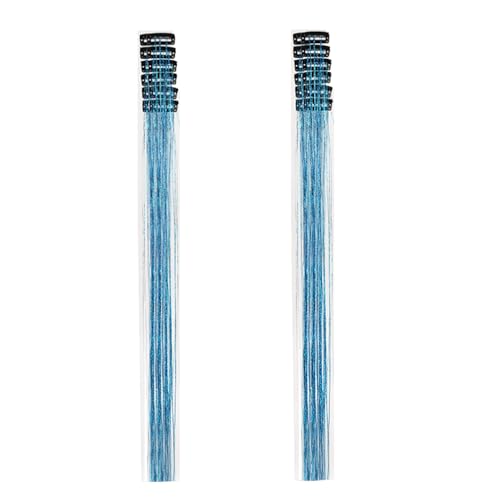 BALINGHAIR 22 Inch Lake Blue Clip-in Tinsel Hair Extensions, 12 Pcs Sparkling Glitter Hair Accessories for Women & Kids
