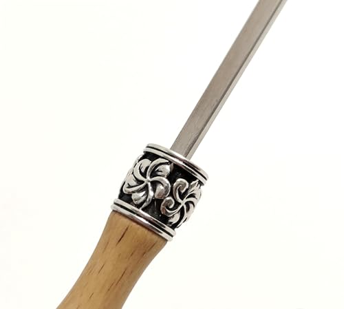MYAROMA FINDINGS Wooden Sword Hair Pin 4.9 Inch Steel Bun Holder for Women, Gothic Renaissance Festival Accessory (Original)