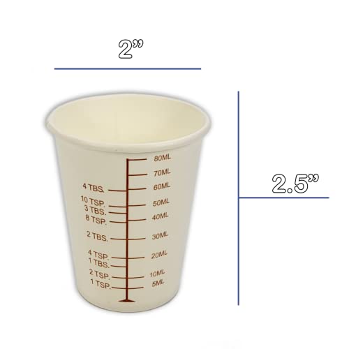 50 Pack of 3oz Graduated Paper Measuring Cups - Disposable & Biodegradable