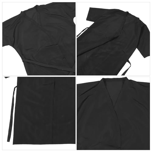 Black Salon Client Gown Robe with Adjustable Tie Waist - Hair Cutting Smock