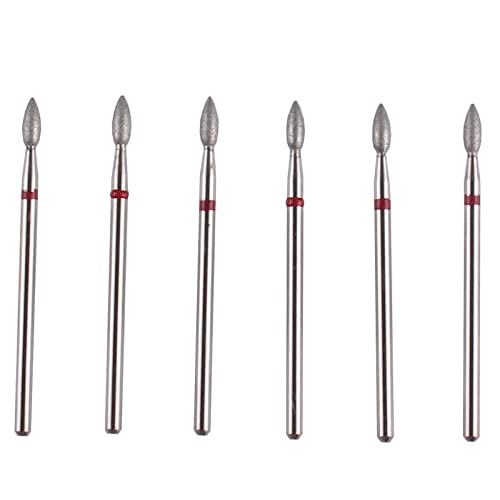 MZCMSL 6pcs Flame Diamond Cuticle Clean Bits for Dry Manicure, Pro Drill Bits