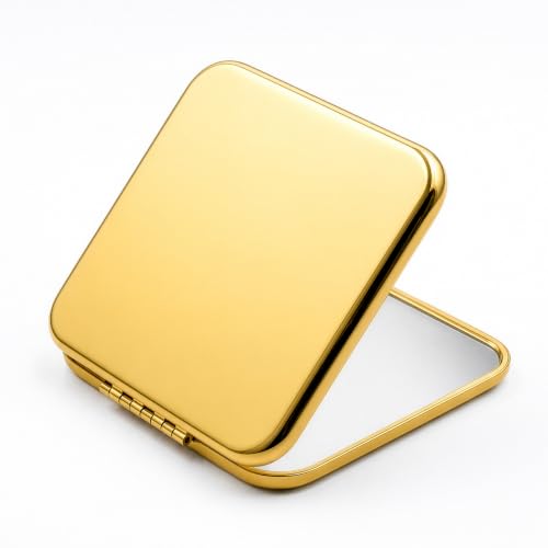 Gold 2-Sided Compact Travel Makeup Mirror - 1X/2X Magnification, Pocket Size