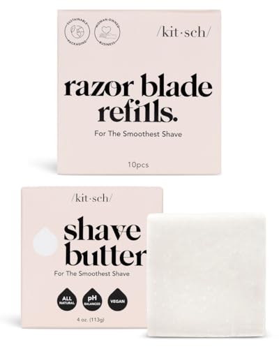 Kitsch Double Edge Safety Razor Blades 10-Pack & Smooth Shave Butter Bundle