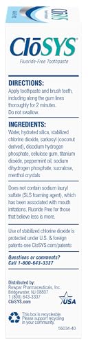 CloSYS Fluoride-Free Travel Toothpaste 3.4 oz Pack of 3 - Gentle Mint, Sensitive Formula