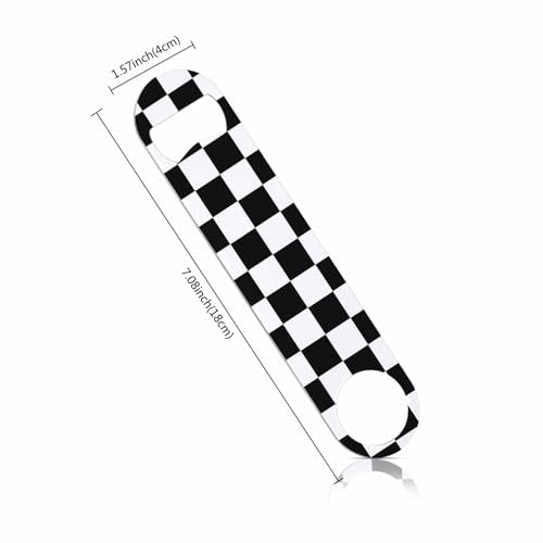 Stainless Steel Checkered Bottle Opener Keychain for Home & Bar